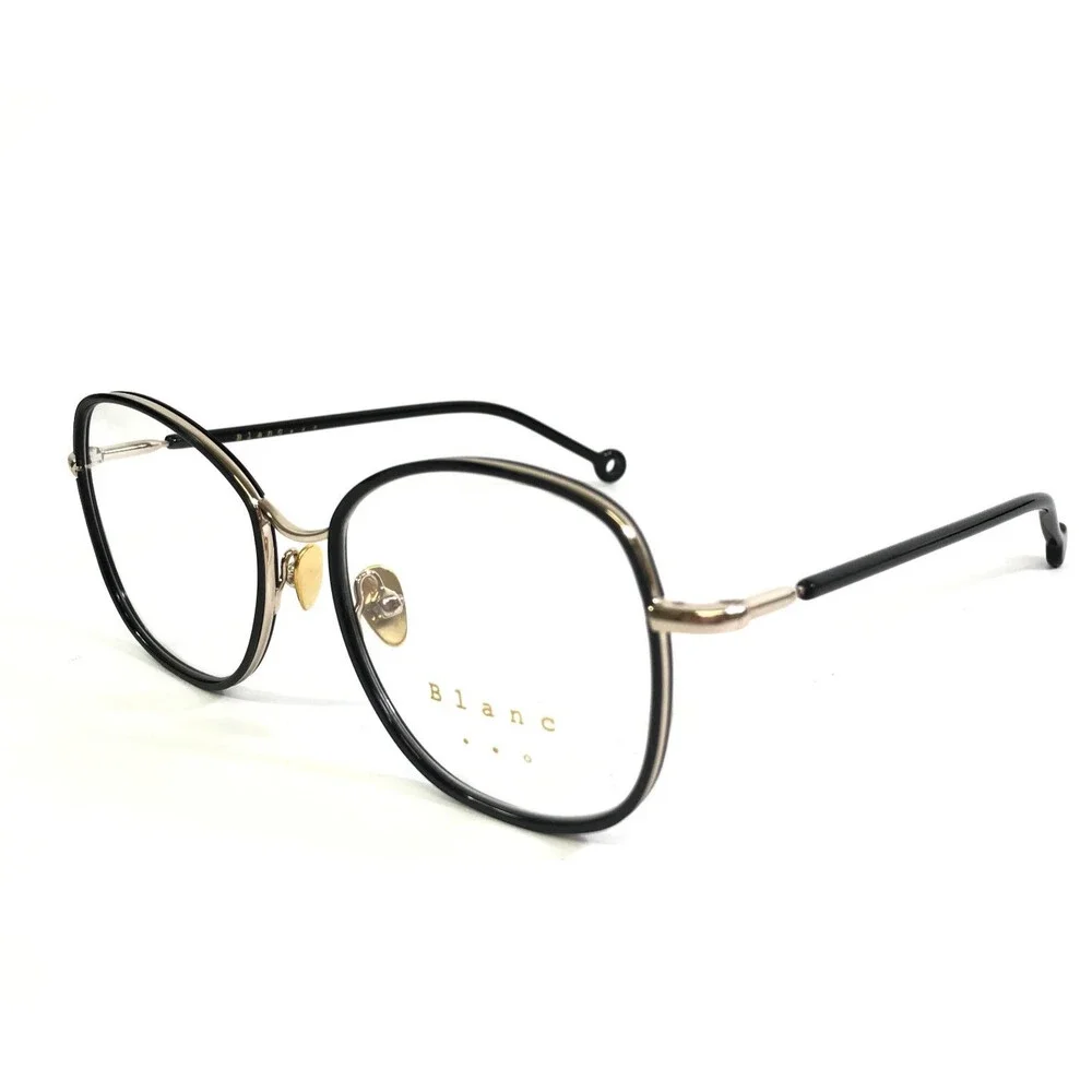 Nathalie Blanc Eyeglasses Frames ANNA 210 Black Gold Cat Eye Wire Rim 50-17-140